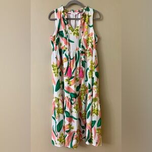 THML Floral Sleeveless Maxi Dress - Pink and Green SZ Small